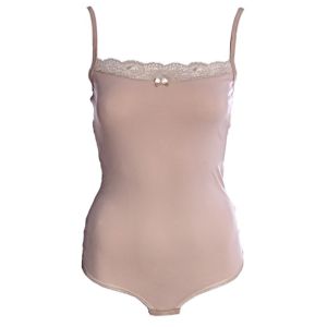 Body in cotton with lace accents Choice beige