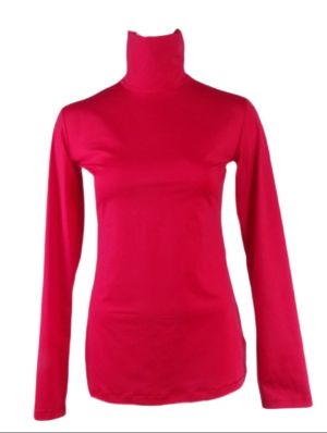 Women's blouse with a high polo collar Red